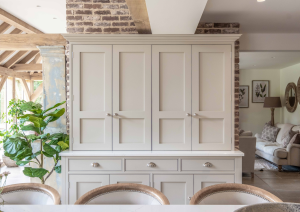 Bespoke shaker kitchen with breakfast cupboard doors closed