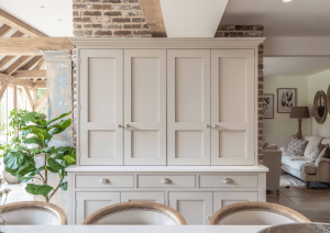 Bespoke shaker kitchen with breakfast cupboard doors closed