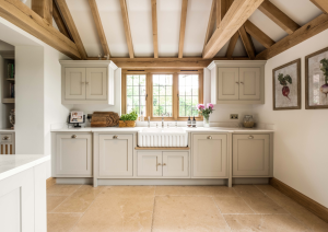 Bespoke shaker kitchen with butler sink.