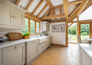 Bespoke shaker kitchen with butler sink.